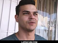 straight spanish latino jock gets blowjob from gay guy. he takes it in the ass for cash.