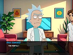 Morty's sister squirts in shower during hentai game parody