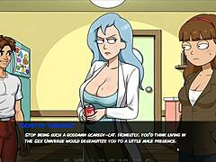 Morty's sister squirts in shower during hentai game parody