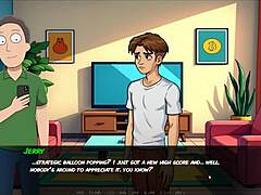 Morty's sister squirts in shower during hentai game parody