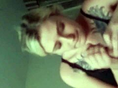 b contrasts play and sucking her man's cock in intimate couple scene