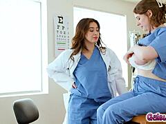 Intern Riley Nixon and gynecologist Chloe Surreal share playful sensual sex. Their chemistry unfolds during a steamy gyno exam.