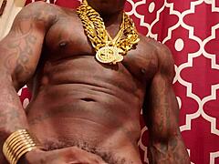 brunette hallelujah johnson worships huge black monster cock while jerking off solo