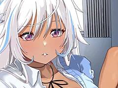 daru overwhelmed by entwined twin black gals in anime