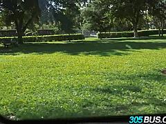 tiny latina veronica rodriguez handles two cocks on 305bus.