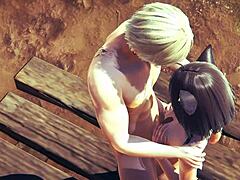 Hentai uncensored 3D - Kitty gives boobjob and gets creampied in manga game