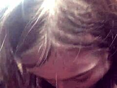 Lesbian best friend gets facefucked roughly on car ride, squirting from domination.