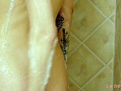 Barbie doll brunette purrs, Join me in the shower, huh?