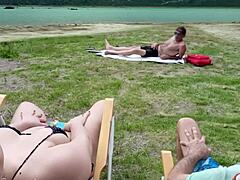 voyeur jerks off on beach while i touch myself