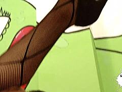 Teen 18+ whore in gloves performs hardcore blowjob fetish scene.