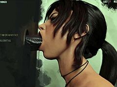 Lara Croft enjoys a glory hole blowjob with huge BBC in 3D hentai adventures
