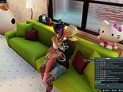 在3DXChat，Lolivix53的男友残暴操一个瘦弱18岁动漫女孩的剃毛逼和屁股，同时录像她不知道