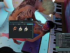 在3DXChat，Lolivix53的男友残暴操一个瘦弱18岁动漫女孩的剃毛逼和屁股，同时录像她不知道