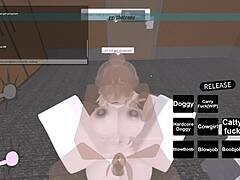 Yo, check this wild Roblox whore riding big black cock like a pro!