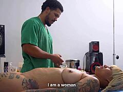 kerly hot, the venezuelan blonde, rides huge black cock after massage