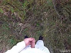 watch kitty passionately suck stranger's dick then bend over for doggy fucking in public