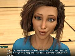 Cartoon milf with big tits teases in 3d erotic scene as new coach