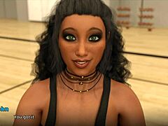 Cartoon milf with big tits teases in 3d erotic scene as new coach