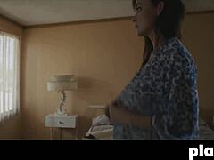 Perfect brunette Alexandra Tyler exposes nice boobs in outdoor shoot