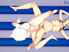 Imu and Miyabi in Wild Lesbian and Futanari Action