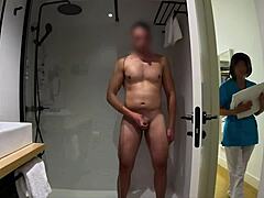 Caught Jerking in Bathroom Until Cleaning Girl Joins In.