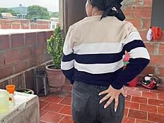 college girl pays rent with huge ass