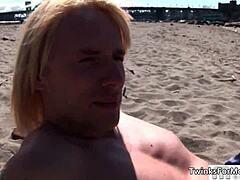 cute blonde twink gets hardcore blowjob and gay sex!