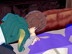 Konosuba Yaoi - Kazuma Sucks Cock with Cum in Mouth.