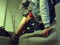 Intense gay blowjob and sofa fucking