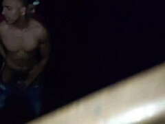 Brazilian gay stud tries being passive for the first time in public group.