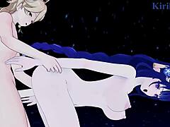 Wow, Raiden Shogun with Faruzan and Aether in wild Genshin Impact hentai!