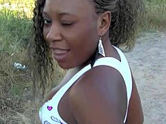 Tourist with Big White Cock Drills Ebony Amateur in Tight Ride