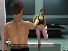 stranded in space 91 - big boobs milf stretches out in wild game outfit.