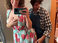 Stepmom Seduces New Roommate for Bathroom Creampie