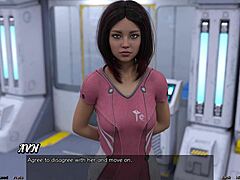 stranded in space 91 - big boobs milf stretches out in wild game outfit.