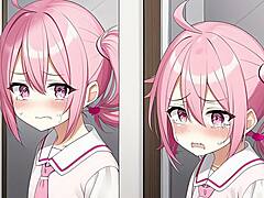 Ai anime girl in intriguing hentai scene