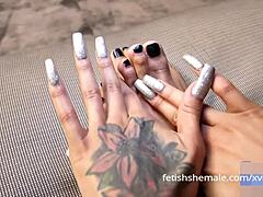 Exploring long shemale feet in this sexy fetish compilation