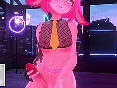 Bunny vtuber dominates with massive futa cock intensely