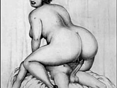 Vintage erotic drawings with retro cartoon charm