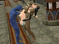 i'm getting fucked by 3d monsters in a group scene. double penetration hardcore action