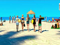 Blonde Teen Wife and Stepmother in Wild Cartoon Action Scene