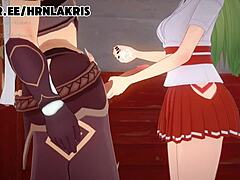 Horny Lakris in Genshin Impact gets wild blowjob and footjob!