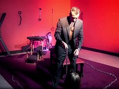 Imagine this super hot brunette slave enduring rough spanking before missionary fucking by her master.