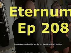 Sexy anime girl in cute outfit shows off her big tits in 3d game