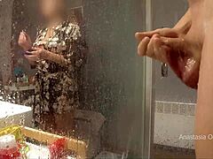 Stepmom sneaks into bathroom, catches him jerking, and loves watching.