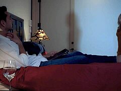 scarlet red watches her stud explode over her dripping sweaty chest