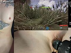 Goth Mistress Larentiah streams naked while masturbating on webcam!