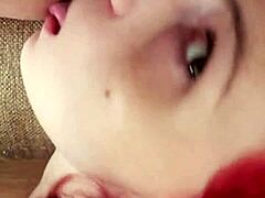 Redhead Karla Rose Licks Balls in Homemade POV Scene