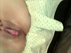 Listen to her moans as this brunette gets anal fucked by a guy in feminine clothes.