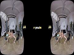 Virtual reality with chrissy fox, she dives into piss accidentally.